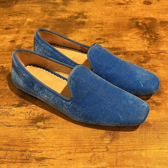 LANDS END NWOT Blue Velvet Driving Shoes Loafers Comfort Slip On Women’s 7 - Picture 1 of 9